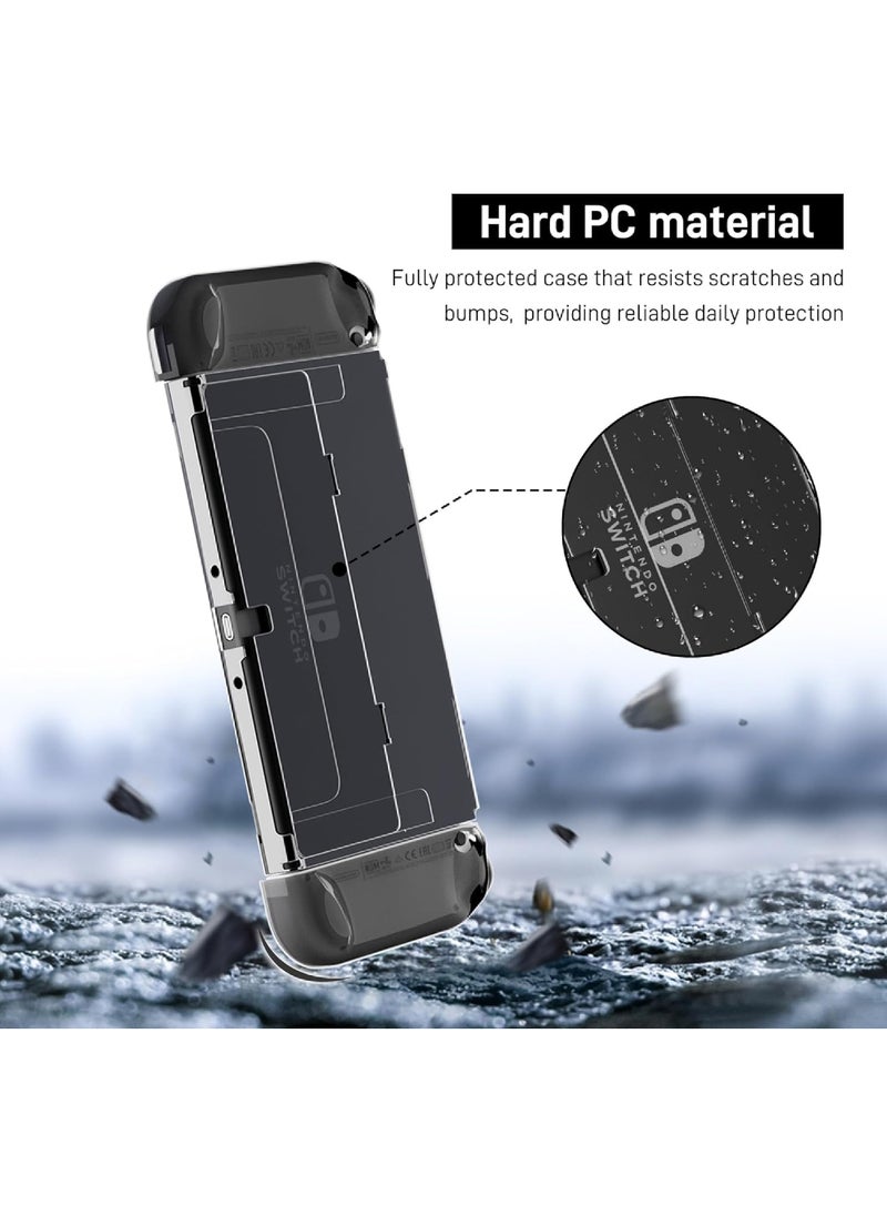 روك بو غطاء حماية أسود شفاف 3 في 1 لجهاز نينتندو سويتش OLED قابل للإرساء لجهاز Switch OLED وJoy Con Controller Comfort Grip Shell مع تصميم ممتص للصدمات ومضاد للخدش  - Image 2