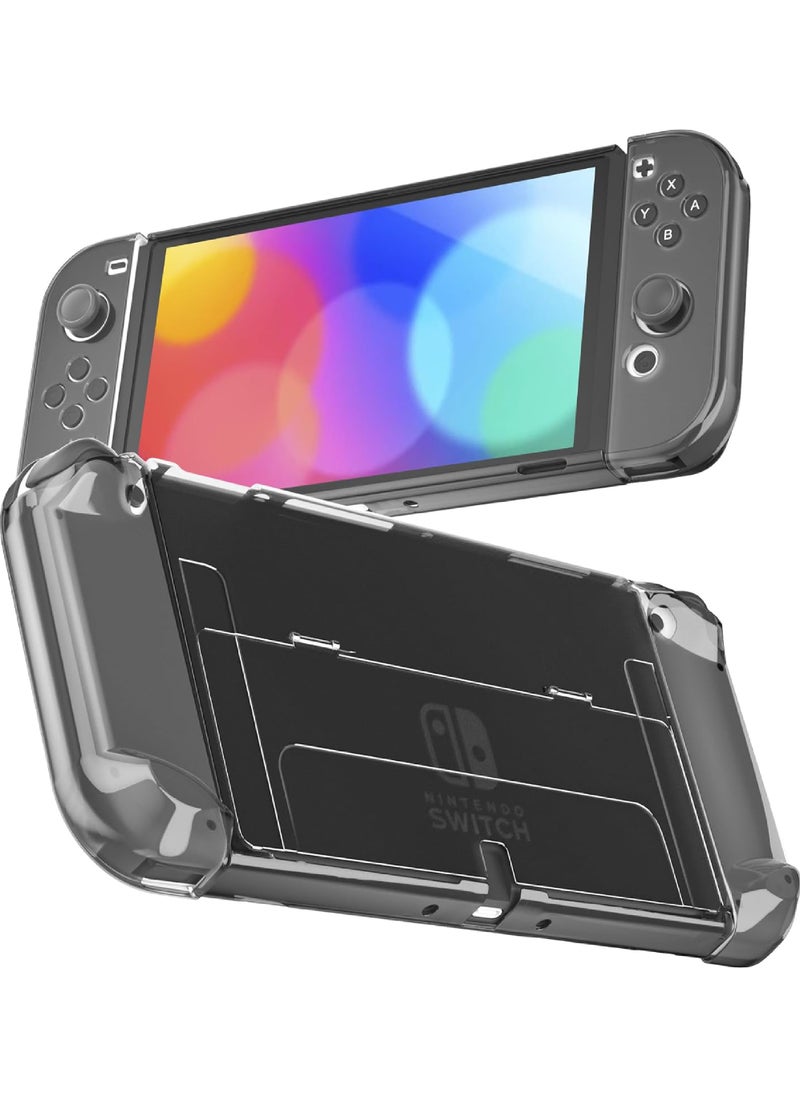 روك بو غطاء حماية أسود شفاف 3 في 1 لجهاز نينتندو سويتش OLED قابل للإرساء لجهاز Switch OLED وJoy Con Controller Comfort Grip Shell مع تصميم ممتص للصدمات ومضاد للخدش  - Image 1