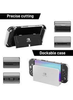 Rock Pow 3 in 1 Protective Black Clear Case Cover for Nintendo Switch OLED Dockable Skin for Switch OLED and Joy Con Controller Comfort Grip Shell with Shock-Absorption and Anti-Scratch Design  - Image 3