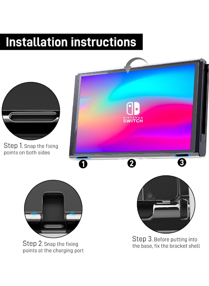 روك بو غطاء حماية أسود شفاف 3 في 1 لجهاز نينتندو سويتش OLED قابل للإرساء لجهاز Switch OLED وJoy Con Controller Comfort Grip Shell مع تصميم ممتص للصدمات ومضاد للخدش  - Image 4