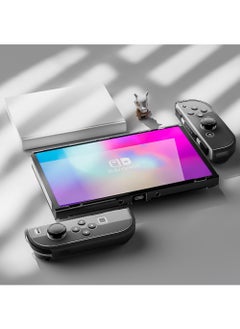 Rock Pow 3 in 1 Protective Black Clear Case Cover for Nintendo Switch OLED Dockable Skin for Switch OLED and Joy Con Controller Comfort Grip Shell with Shock-Absorption and Anti-Scratch Design  - Image 5