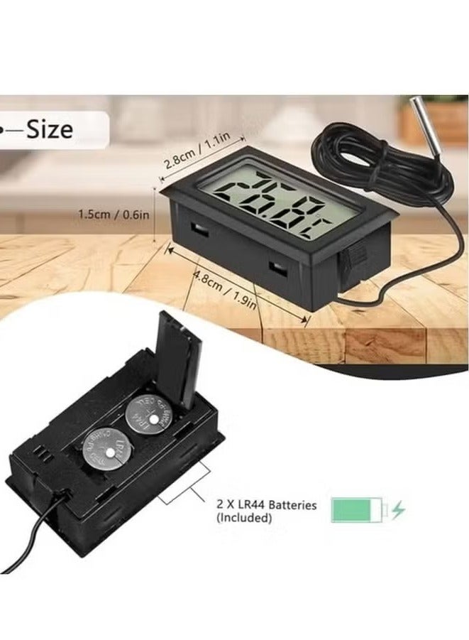 4 ميزان حرارة رقمي LCD صغير مع شاشة لمراقبة درجة حرارة المسبار لثلاجة حوض السمك والدفيئة والسيارة.(3m) - Image 5