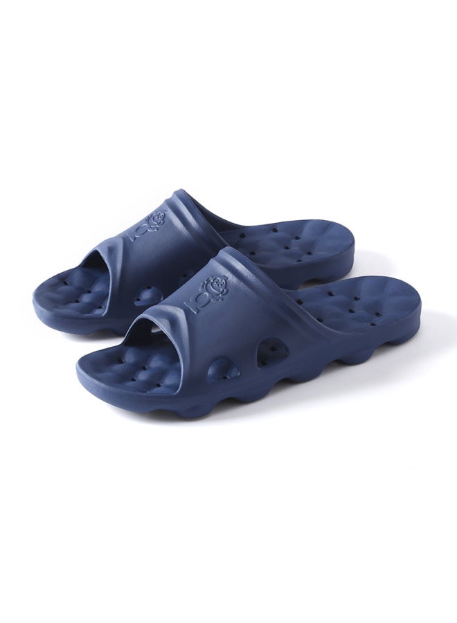 Baihou White Monkey Leakproof Water Slip-resistant Massage Hollow Out Couple Students Bathroom Hole Cool Slippers Deep Blue 40-41 - Image 3