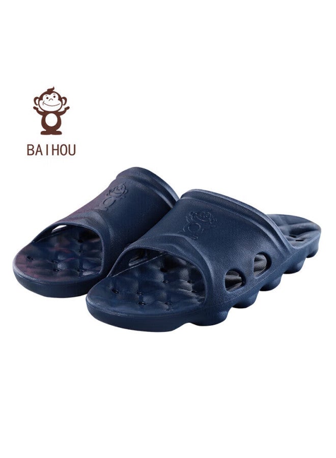 Baihou White Monkey Leakproof Water Slip-resistant Massage Hollow Out Couple Students Bathroom Hole Cool Slippers Deep Blue 40-41 - Image 5