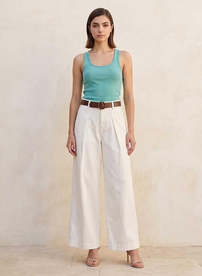 Splash FAV Denim Wide Leg Flexi Waist Jeans with Belt - Image 3