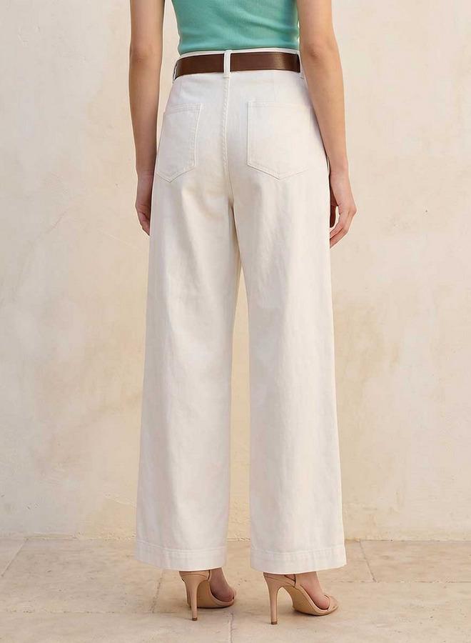 Splash FAV Denim Wide Leg Flexi Waist Jeans with Belt - Image 4
