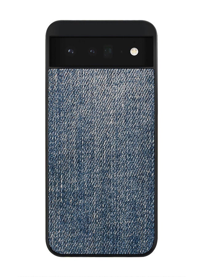 Stylizedd حافظة حواف سوداء متينة لجوجل بيكسل 6 5G، حافظة رفيعة، حافظة مرنة بحواف مطاطية، مضادة للسقوط، غلاف TPU جل رقيق - طباعة دنيم داكنة - Image 1