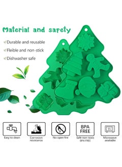 HASTHIP HASTHIP® Christmas Silicone Chocolate Molds, Candy Baking Moulds, 3D Snowflake Cane Snowman Xmas Tree Gingerbread Man Santa Claus Gift Box Shape Mold for DIY Handmade Soap Candles Jello  - Image 5