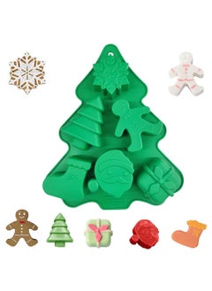 HASTHIP HASTHIP® Christmas Silicone Chocolate Molds, Candy Baking Moulds, 3D Snowflake Cane Snowman Xmas Tree Gingerbread Man Santa Claus Gift Box Shape Mold for DIY Handmade Soap Candles Jello  - Image 1