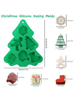 HASTHIP HASTHIP® Christmas Silicone Chocolate Molds, Candy Baking Moulds, 3D Snowflake Cane Snowman Xmas Tree Gingerbread Man Santa Claus Gift Box Shape Mold for DIY Handmade Soap Candles Jello  - Image 2
