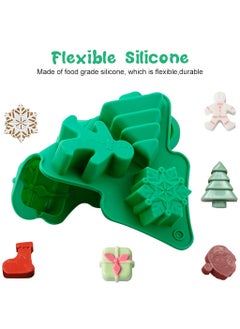 HASTHIP HASTHIP® Christmas Silicone Chocolate Molds, Candy Baking Moulds, 3D Snowflake Cane Snowman Xmas Tree Gingerbread Man Santa Claus Gift Box Shape Mold for DIY Handmade Soap Candles Jello  - Image 4