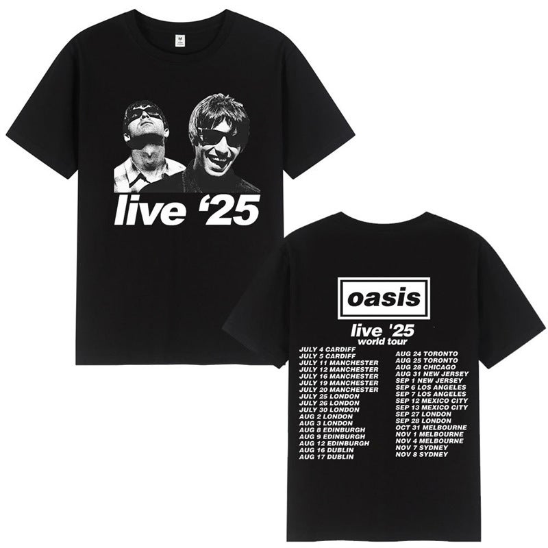 British Rock Band O-Oasis Live 25 Tour T-Shirts Mens Womens C - Image 2