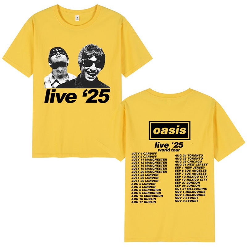 British Rock Band O-Oasis Live 25 Tour T-Shirts Mens Womens C - Image 1