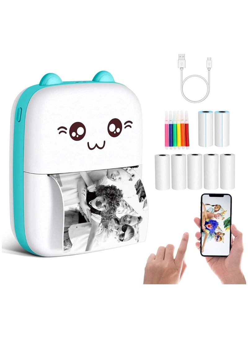 Huitich Cute Portable Thermal Mini Printer Blue - Image 4