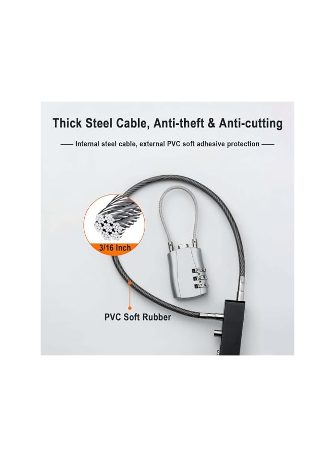 PROMASS Cable Locks, 23-3/5 Inch Length Steel Cable Rope 4-Digit Combination Lock with Resettable Code for Bikes, Lockers, File Cabinets, Wardrobes, Small Fences - Image 3