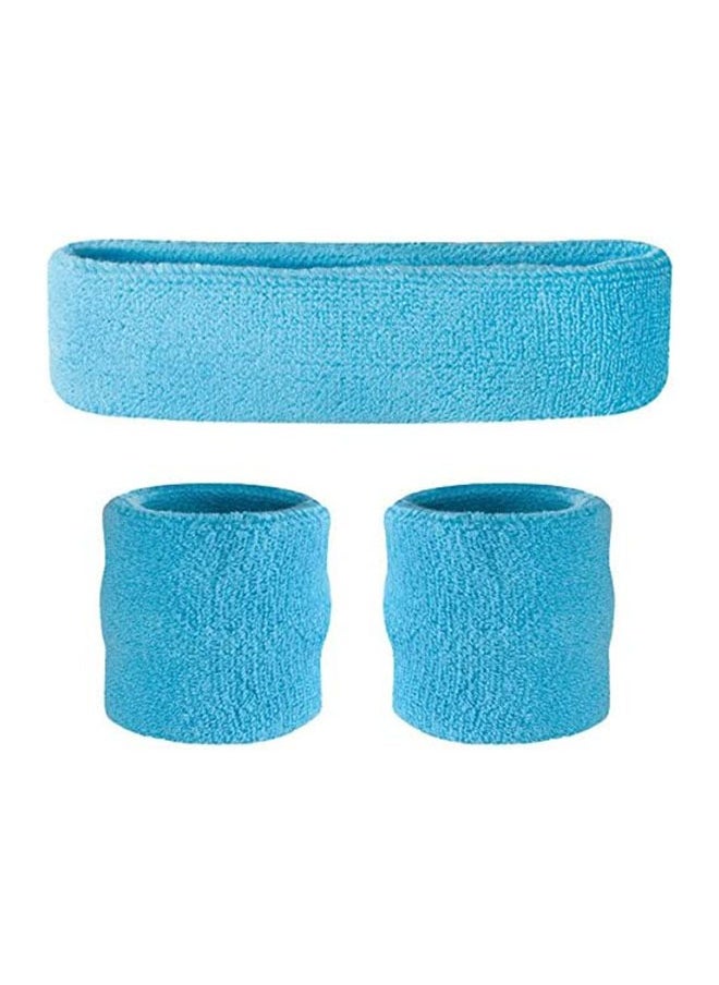 Generic Headband / Wristband Set - Sports Sweatbands For Head And Wrist (Blue)  - Image 1