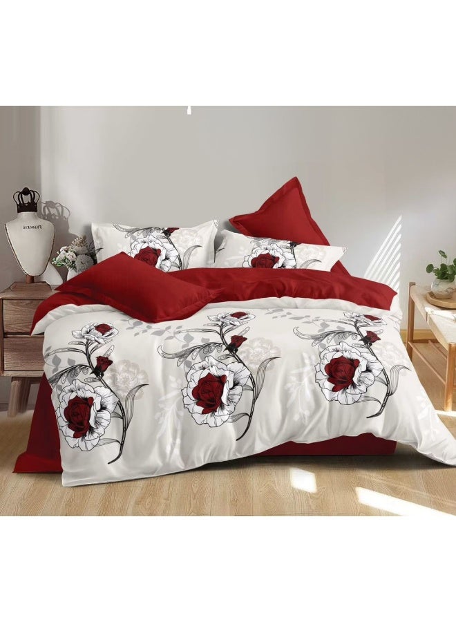 SMART HOME 4-Piece Single Bed Set with Luxurious Filling – Includes a Quilted Comforter, Fitted Sheet, 1 Pillowcase, and 1 Square Cushion Cover – Soft and Comfortable Single Bed Set for Sleeping – Suitable for Bedrooms and Hotels – All-Season Sleeping Set – Quilt Size: 230x170 cm – Made from High-Quality Microfiber - Image 1