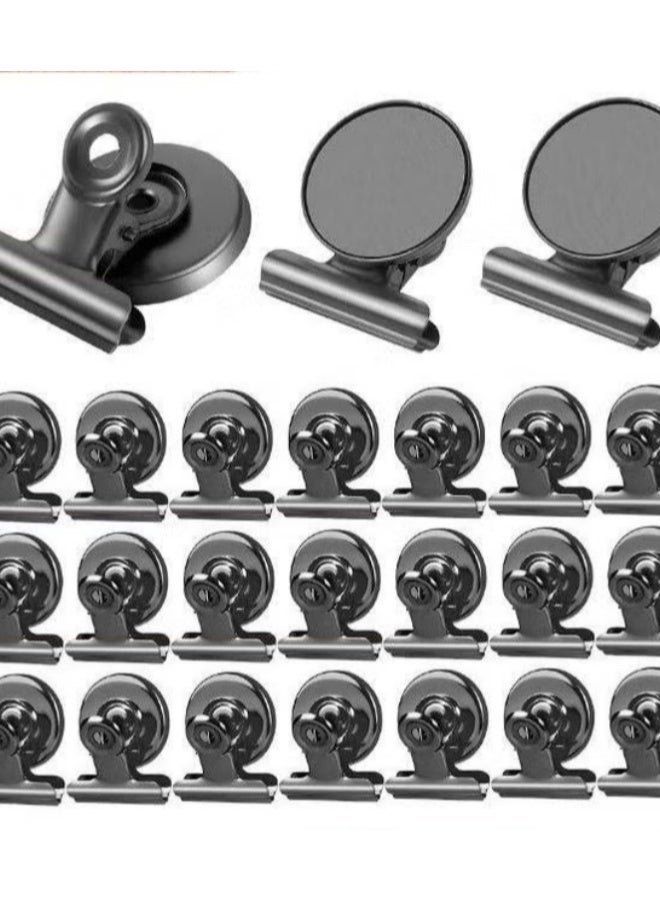 ثلاجة مغناطيسات,24Pack مقاطع مغناطيسية مقاطع بولدوغ,مثالية لثلاجة لوحة أبيضة مغناطيسات شاشات الصور,استخدام المدرسة المنزلية الثقيلة - Image 1