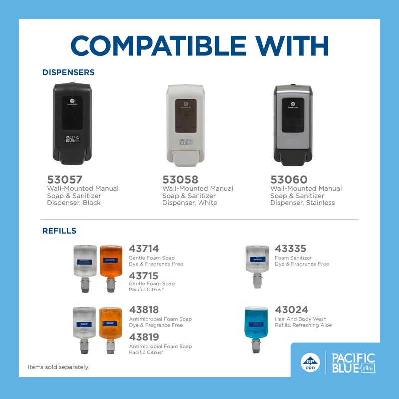 Georgia-Pacific (53057) Pacific Blue Ultra Manual Push Soap Dispenser, Wall Mounted, Easy to Install & Maintain - Image 5