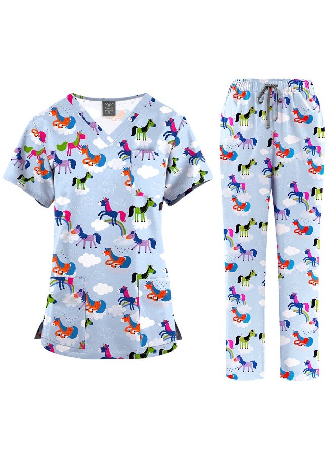 NIBEMINENT Clinical Work Clothes Women Nurse Scrubs Tops Pharmacy Working Pants Medical Doctor Surgical Nursing Uniforms - Image 1