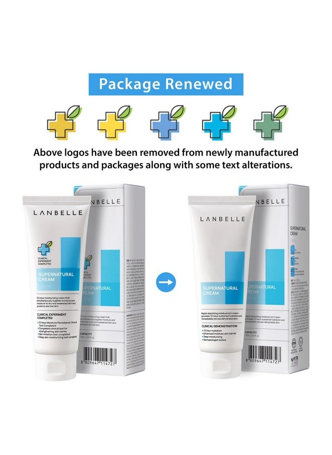 Lanbelle - Supernatural Hydrating Facial Cream 2.53 Oz Vegan 72Hour Super Long Face Moisturizer 14% Phytomucin Skinbarrier Daily Face Lotion Sensitive Dry Skin Noncomedogenic Noscent No Chemicals - Image 1