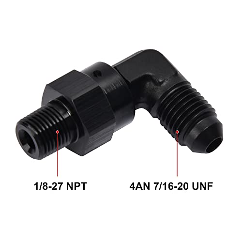 EVIL ENERGY 4AN Male Flare to 1/8" NPT 90 Degree Swivel Fitting Adapter Aluminum Black - Image 2