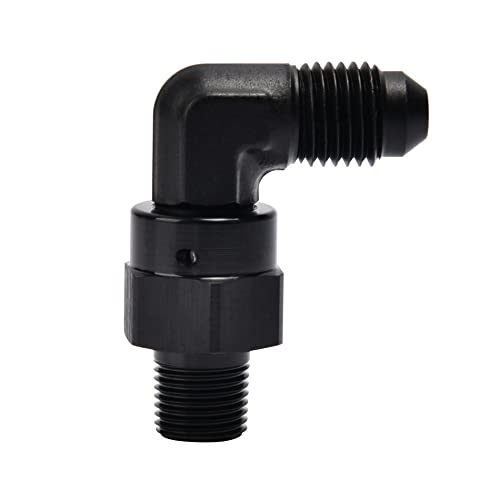 EVIL ENERGY 4AN Male Flare to 1/8" NPT 90 Degree Swivel Fitting Adapter Aluminum Black - Image 1