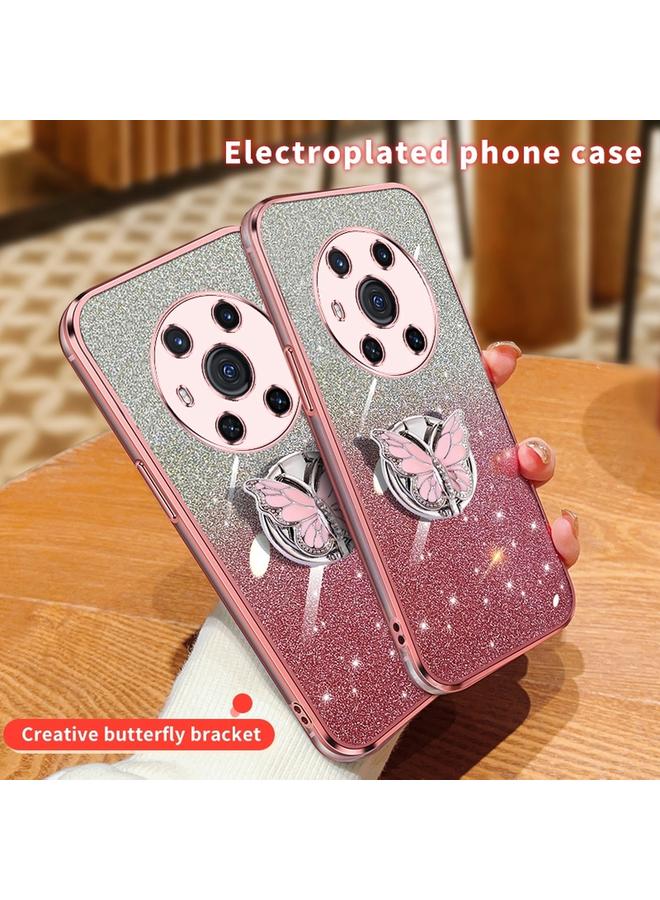 اس-توب جراب لهاتف Honor Magic3 مطلي بطبقة لامعة متدرجة اللون من مادة TPU مع حامل على شكل فراشة - Image 3