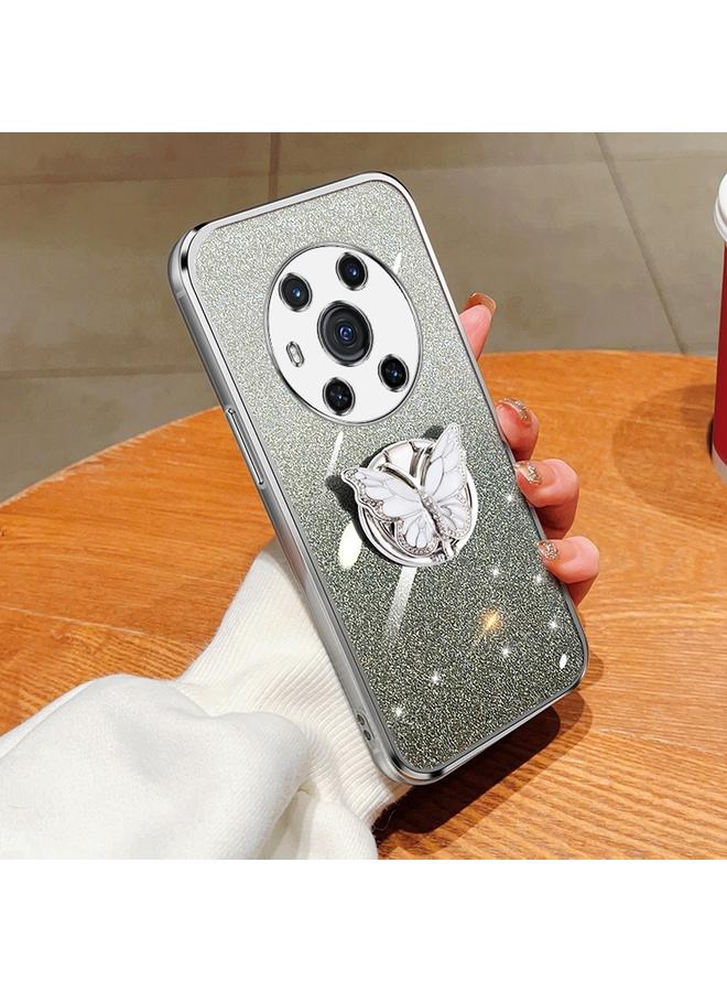 اس-توب جراب لهاتف Honor Magic3 مطلي بطبقة لامعة متدرجة اللون من مادة TPU مع حامل على شكل فراشة - Image 1