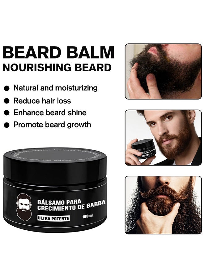 INKEEY Estimulante Para Barba, Bálsamo para Crecimiento De Barba Ultra Potente, Ultra Potente Beard Stimulating Balm, Moisturizes & Strengthens Beard, 100ml/3.5oz - Image 4