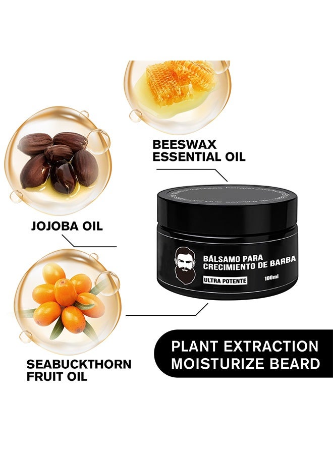 INKEEY Estimulante Para Barba, Bálsamo para Crecimiento De Barba Ultra Potente, Ultra Potente Beard Stimulating Balm, Moisturizes & Strengthens Beard, 100ml/3.5oz - Image 3