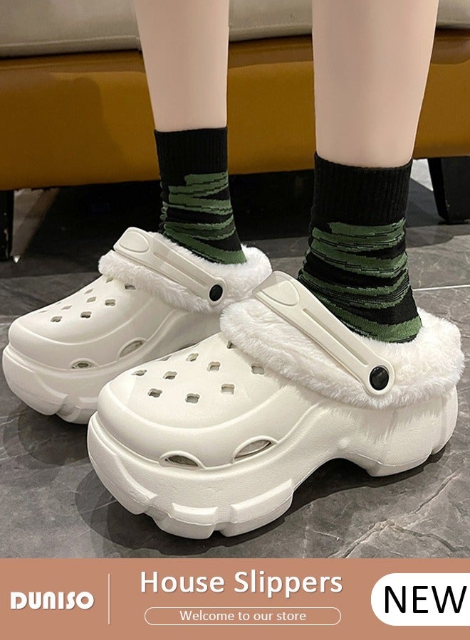 DUNISO House Slippers for Men and Women,Washable Lined Clogs, Fashion Warm Shoes with Thick Sole, Comfortable Home Fuzzy Slippers, Lightweight Non Slip House Shoes For Cozy Indoor Outdoor - Image 1
