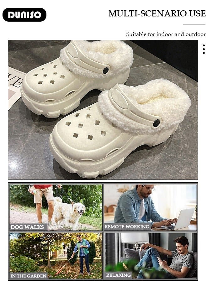 DUNISO House Slippers for Men and Women,Washable Lined Clogs, Fashion Warm Shoes with Thick Sole, Comfortable Home Fuzzy Slippers, Lightweight Non Slip House Shoes For Cozy Indoor Outdoor - Image 3