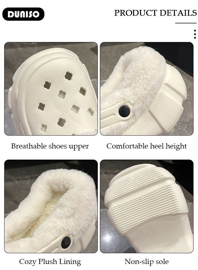 DUNISO House Slippers for Men and Women,Washable Lined Clogs, Fashion Warm Shoes with Thick Sole, Comfortable Home Fuzzy Slippers, Lightweight Non Slip House Shoes For Cozy Indoor Outdoor - Image 2