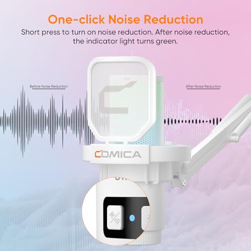 COMICA EJoy Uni Pro Wireless USB Condenser Gaming for PC, PS4, PS5, USB C Phone and Mac, Boom Arm RGB Computer Mic for Twitch, Streaming, Podcasting, Noise Cancellation Mic with Mute, Gain, Monitoring - Image 3