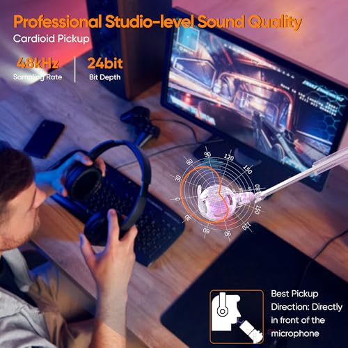 COMICA EJoy Uni Pro Wireless USB Condenser Gaming for PC, PS4, PS5, USB C Phone and Mac, Boom Arm RGB Computer Mic for Twitch, Streaming, Podcasting, Noise Cancellation Mic with Mute, Gain, Monitoring - Image 4
