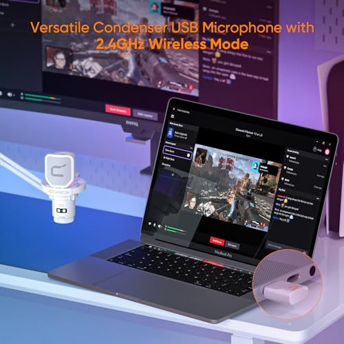 COMICA EJoy Uni Pro Wireless USB Condenser Gaming for PC, PS4, PS5, USB C Phone and Mac, Boom Arm RGB Computer Mic for Twitch, Streaming, Podcasting, Noise Cancellation Mic with Mute, Gain, Monitoring - Image 2