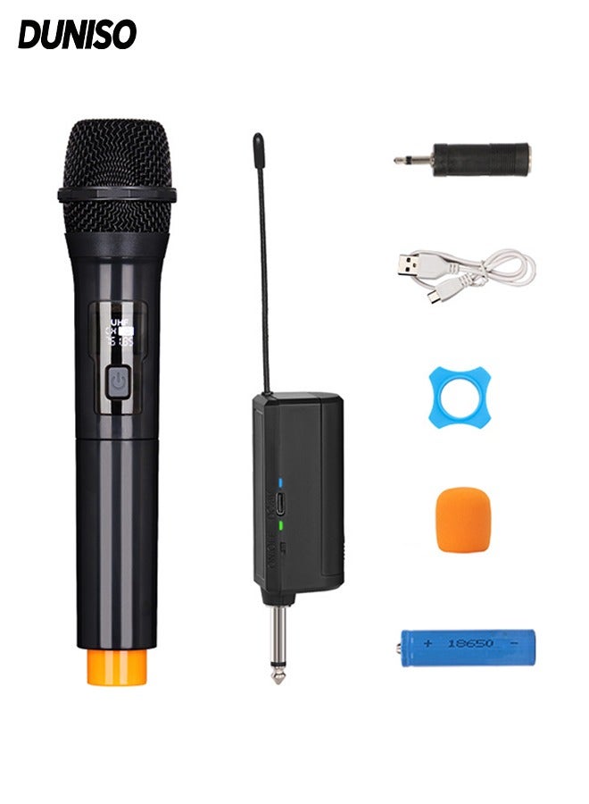 DUNISO Wireless Microphone,Metal Professional UHF Cordless Dynamic Mic,Universal Portable Handheld Dynamic Microphone,with Rechargeable Receiver,Plug and Play,Shockproof and Durable,for Amplifier, PA System, Singing Karaoke Machine,160 ft Range - Image 1