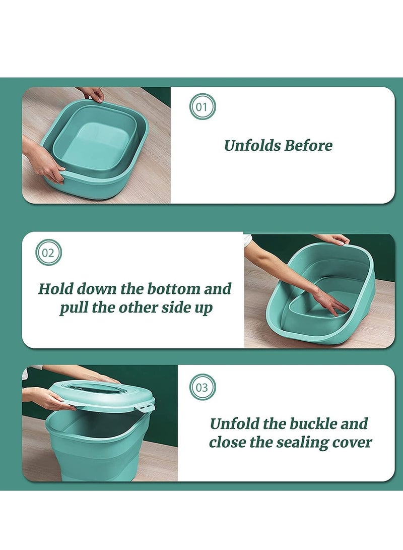 MIXDE Cereal Rice Food Storage Containers, Collapsible 20 to 50 Lbs Dispenser Bin with Rolling Wheel Airtight Locking Lid, Dog Pet Cat Flour Sugar Plastic Leakproof Sealable (Green) - Image 3