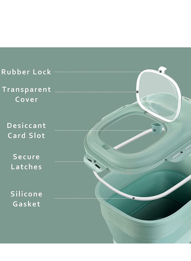 MIXDE Cereal Rice Food Storage Containers, Collapsible 20 to 50 Lbs Dispenser Bin with Rolling Wheel Airtight Locking Lid, Dog Pet Cat Flour Sugar Plastic Leakproof Sealable (Green) - Image 4