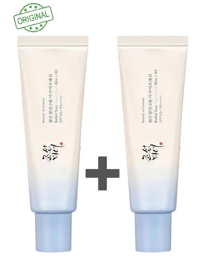 بيوتي اوف جوسون واقي شمس رليف صن أكوا-فريش الأرز + B5 للوجه مرطب شمس مع SPF 50 PA++++ واقي شمس كوري للعناية بالبشرة 50 مل، 1.69 أونصة سائلة عبوة من 2 - Image 1