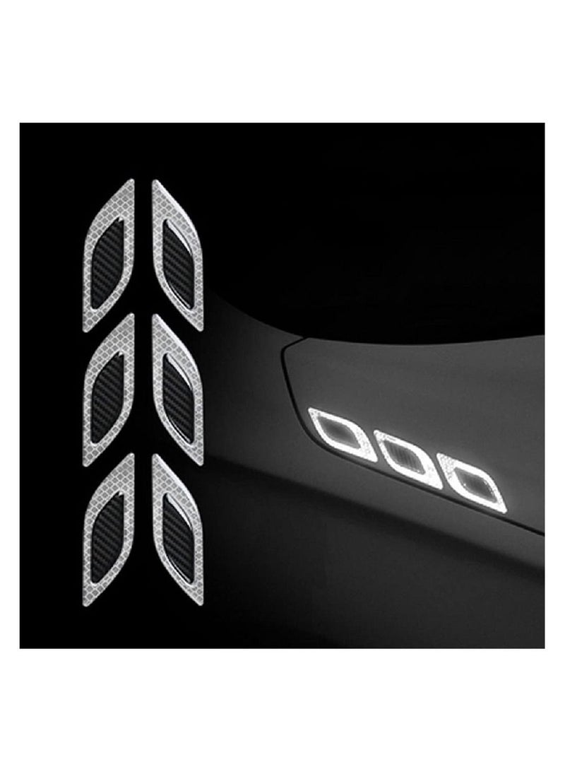 SYOSI 6pcs Car Warning Safety Reflective Stickers DIY Body Stickers Decorative Reflective Bumper Stickers, Car Crash Strips, Fender Reflective Stickers White - Image 3