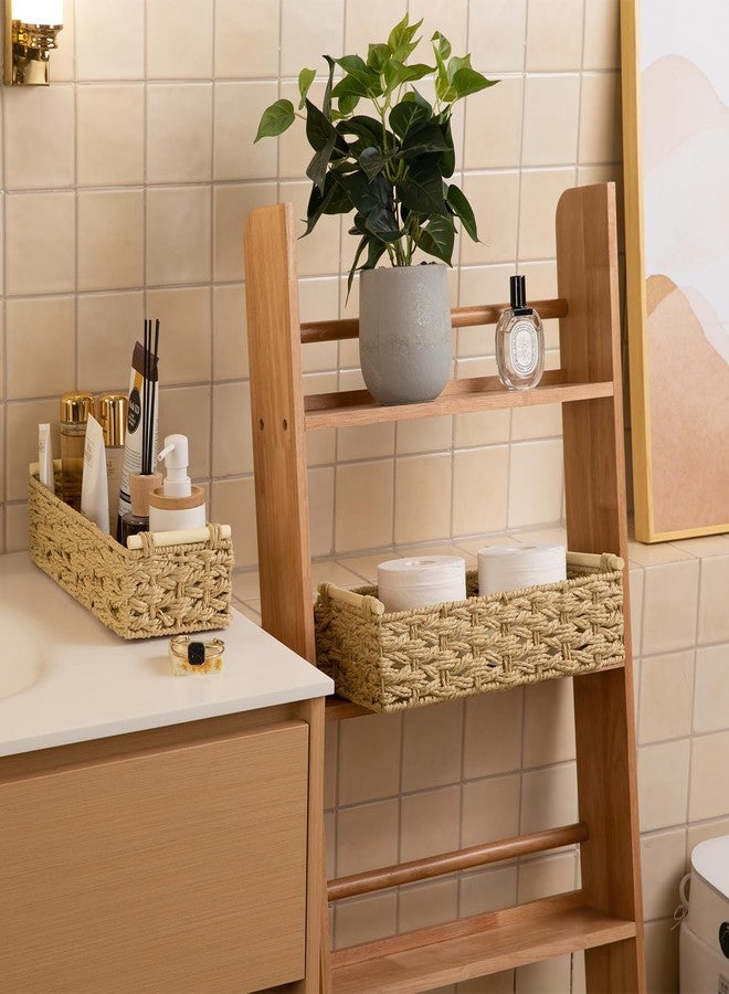 OIAHOMY Toilet Tank Basket for Bathroom, Paper Rope Storage Baskets for Toilet Tank Top, 2-Pack, Yellow - Image 2