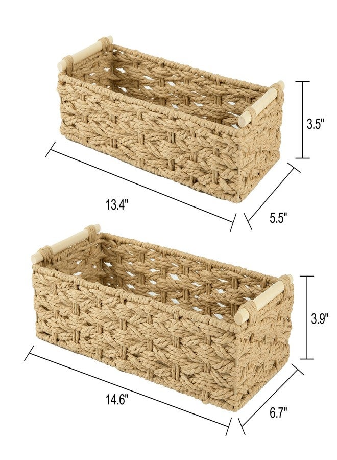 OIAHOMY Toilet Tank Basket for Bathroom, Paper Rope Storage Baskets for Toilet Tank Top, 2-Pack, Yellow - Image 3