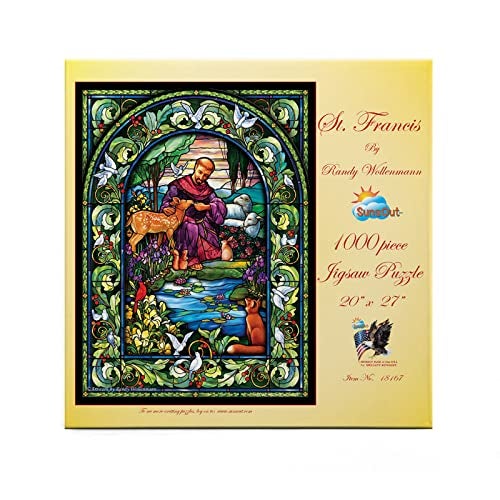 SUNSOUT INC - سانت فرانسيس - 1000 قطعة لغز متشابك بواسطة الفنان: راندي وولنمان - الحجم النهائي 20" × 27" - رقم المنتج# 18167 - Image 5