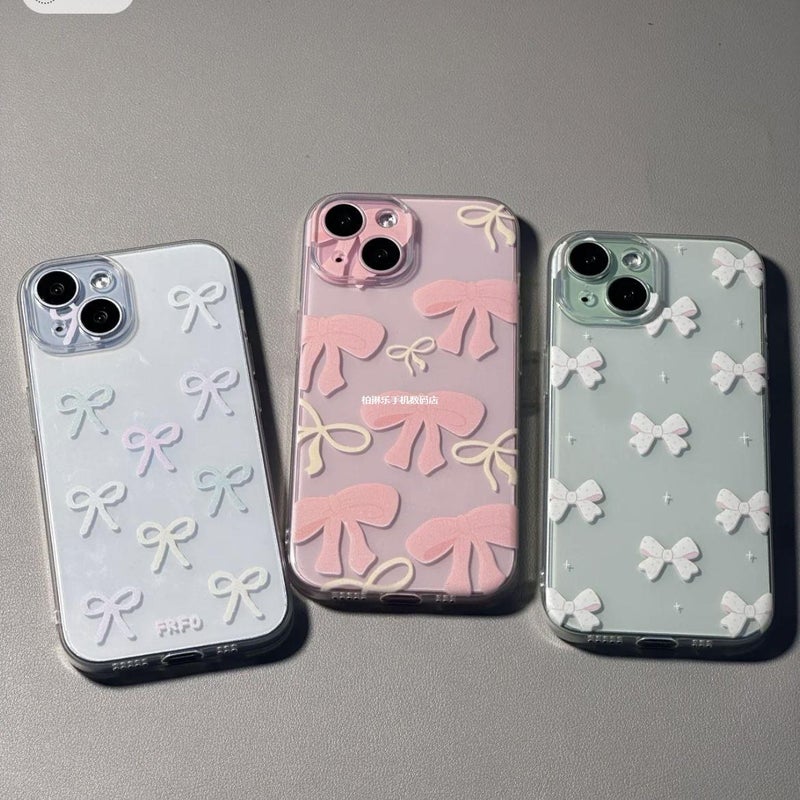 Small Fresh Bow Suitable for Apple 16Promax Fine Hole Soft Shell 13 14 15 Cartoon Style 16Pro 11 - Image 2
