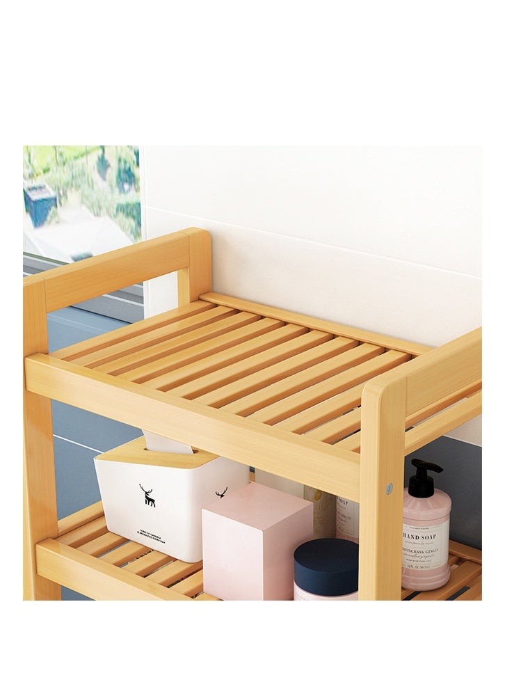 NKX Multi-Functional Multi-Layer Large Solid Wood Floor Bathroom Storage Rack 50*30*119CM - Image 4