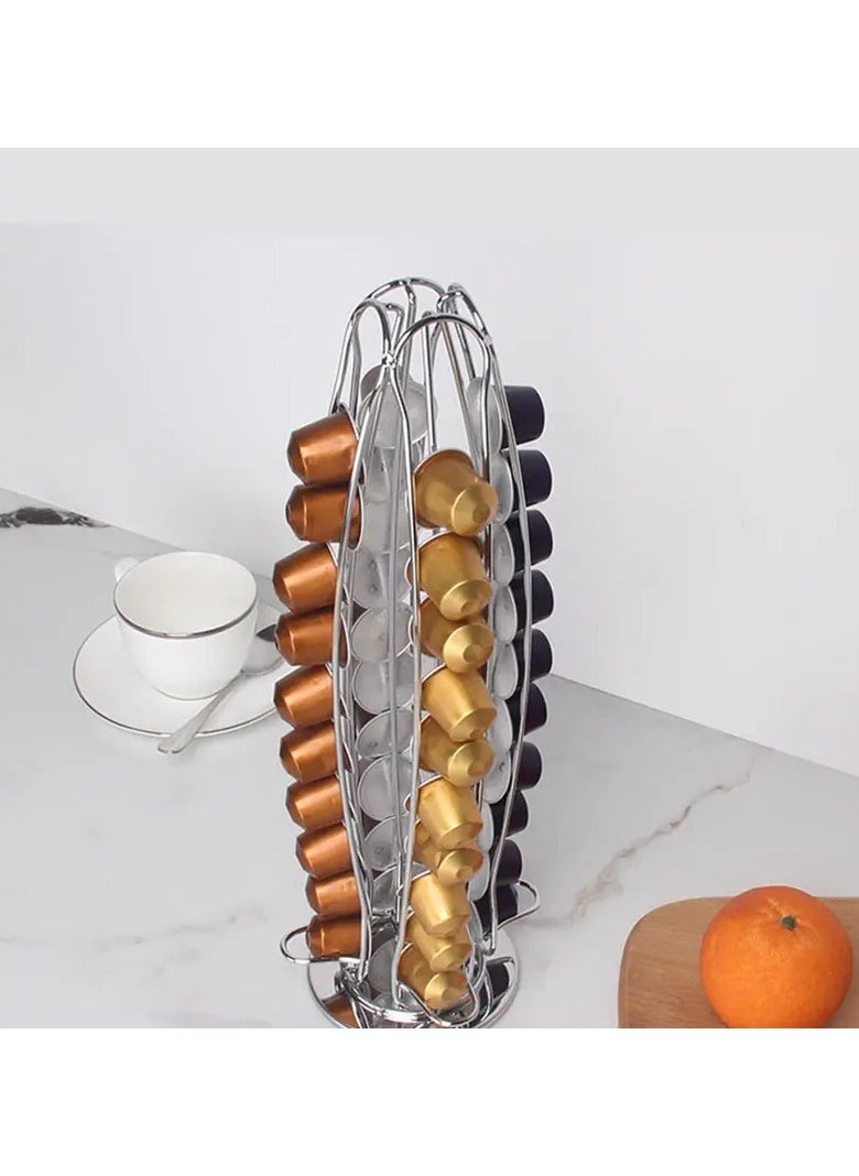 OASISWJ Coffee Capsule Stand, 40-Capsule Capacity, Chrome Finish, Coffee Pod Holder, Kitchen Organizer