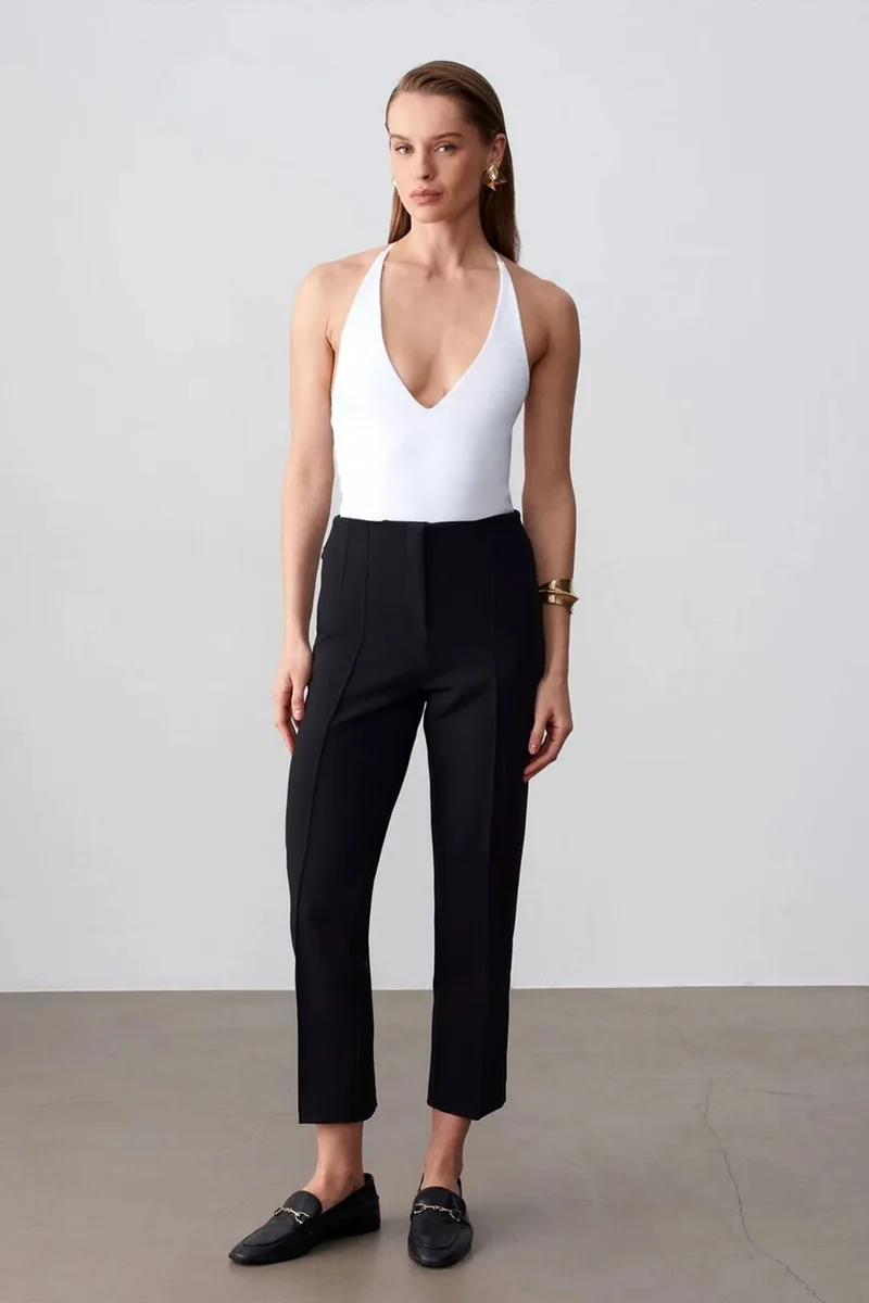 Dilvin White DILVIN Slim Fit Cut-Out Halter Bodysuit for Women | Best Price UAE
