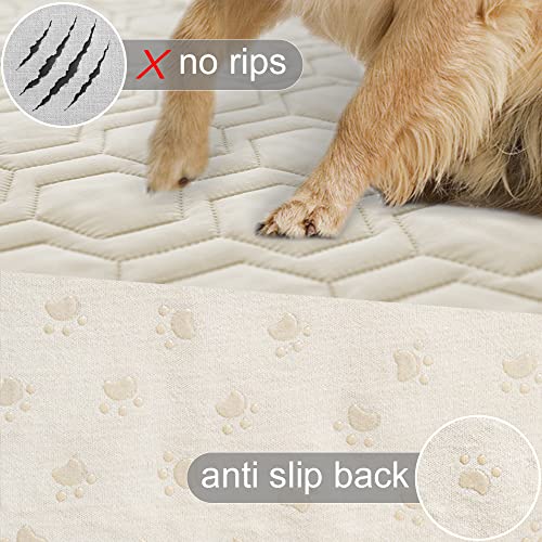 Tcksstex Waterproof and Anti-Slip Dog Bed Cover and Pet Blanket Sofa Pet Bed Mat ，car Incontinence Mattress Protectors Furniture Couch Cover for Most Cats Dogs, Pets（68x82- Ivory） - Image 3